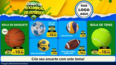 Modelo de TV para TV Horizontal com o tema Feriado da Proclamação da República para Artigos Esportivos
