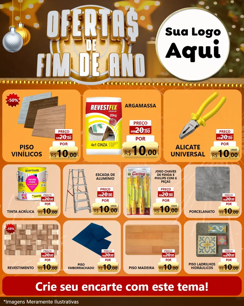 Modelo de Rede Social para Feed Instagram com o tema Ofertas de Fim de Ano para Material para Construção