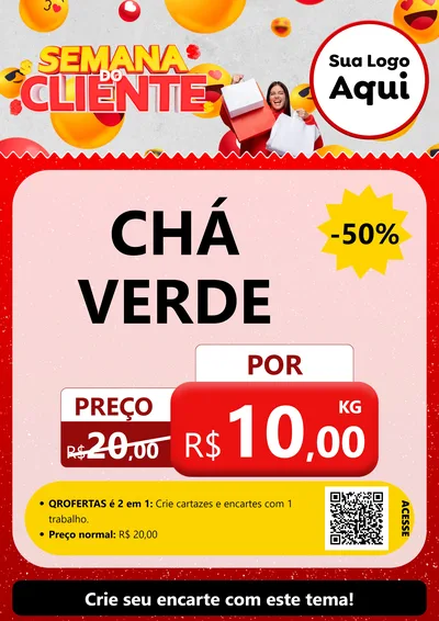 Modelo de Cartaz para Cartaz A4 Vertical com o tema Semana do Cliente para Produtos Naturais