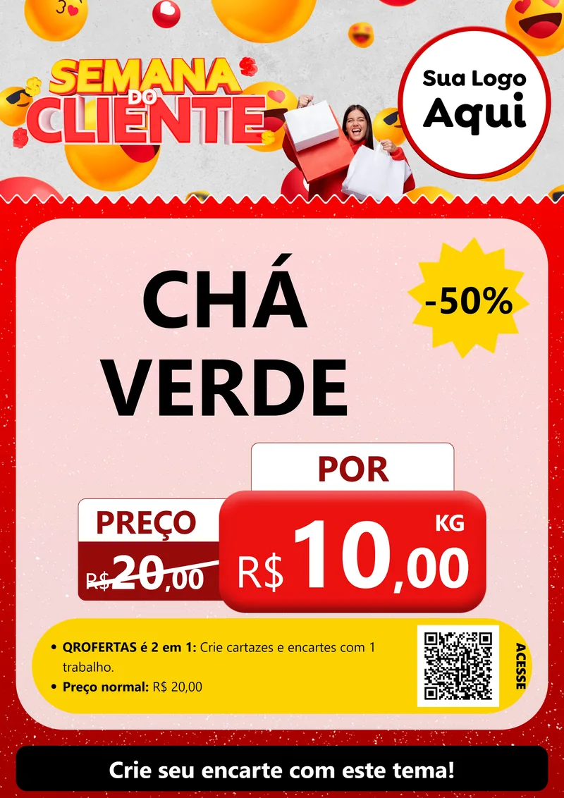 Modelo de Cartaz para Cartaz A4 Vertical com o tema Semana do Cliente para Produtos Naturais
