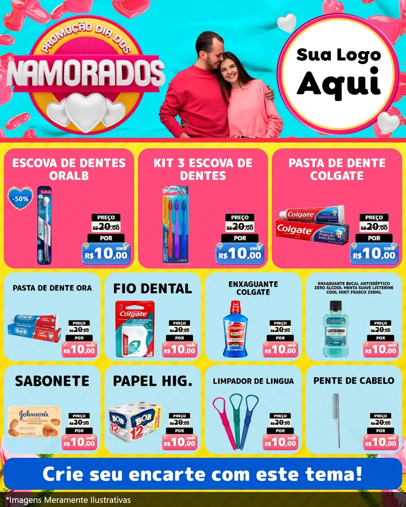 Modelo de Rede Social para Feed Instagram com o tema Promoção Dia dos Namorados para Higiene Pessoal