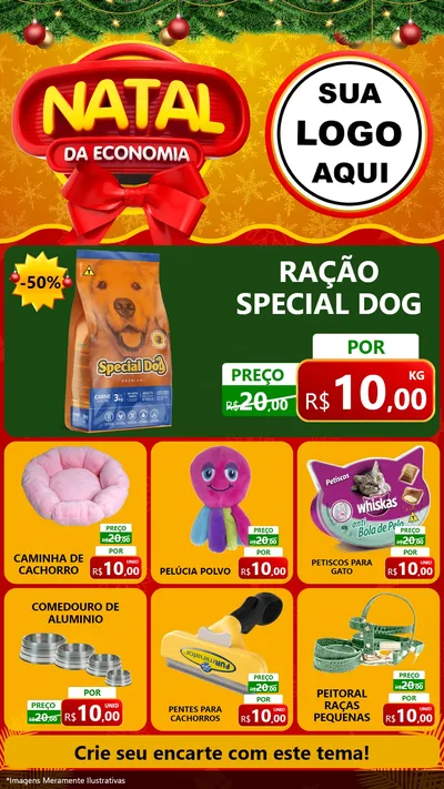 Modelo de Rede Social para Stories com o tema Natal da Economia para Pet Shop