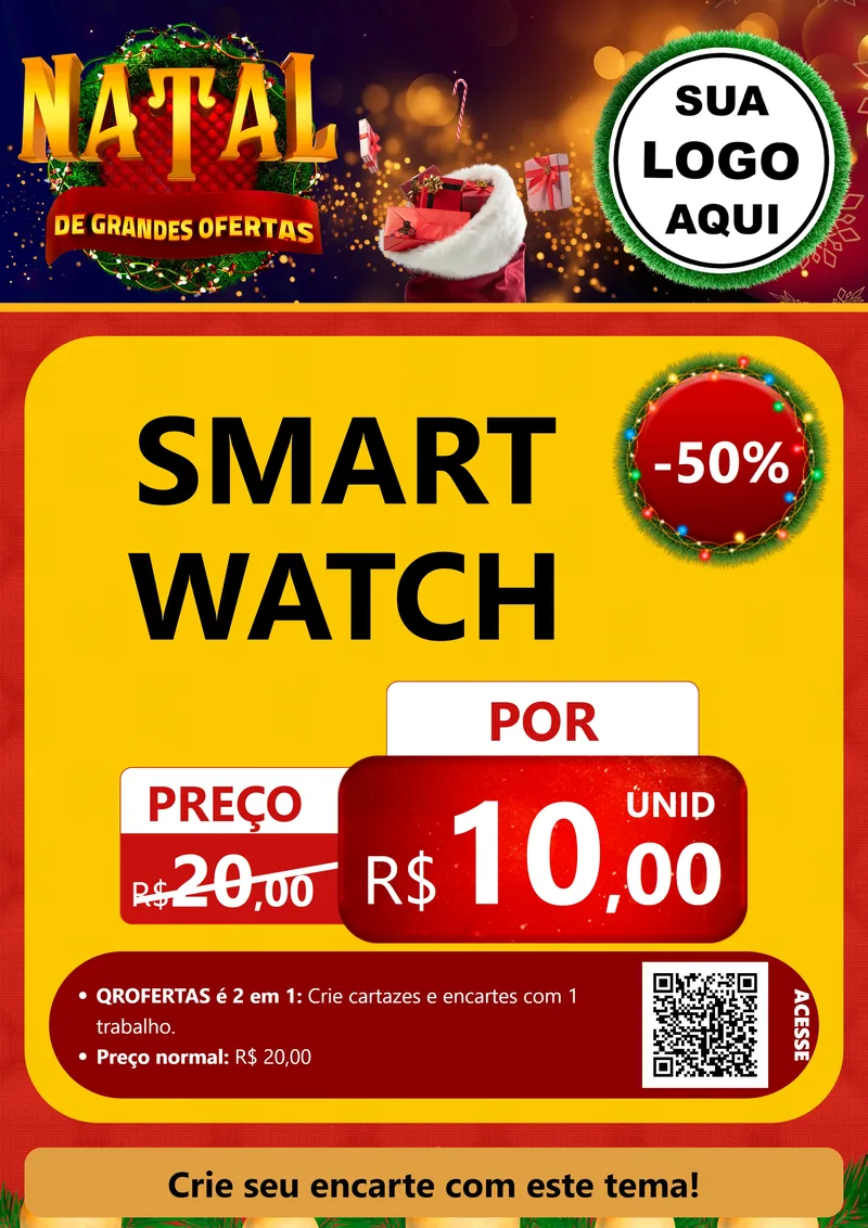 Modelo de Cartaz para Cartaz A4 Vertical com o tema Natal de Grandes Ofertas para Informática