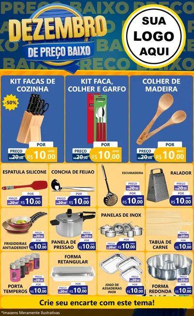 Modelo de Encarte para Encarte Grande com o tema Dezembro de Preço Baixo para Utilidades Domésticas