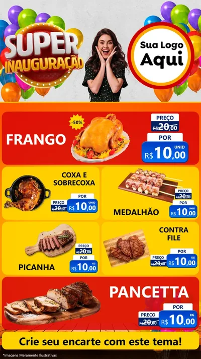 Modelo de TV para TV Vertical com o tema Super Inauguração para Assados
