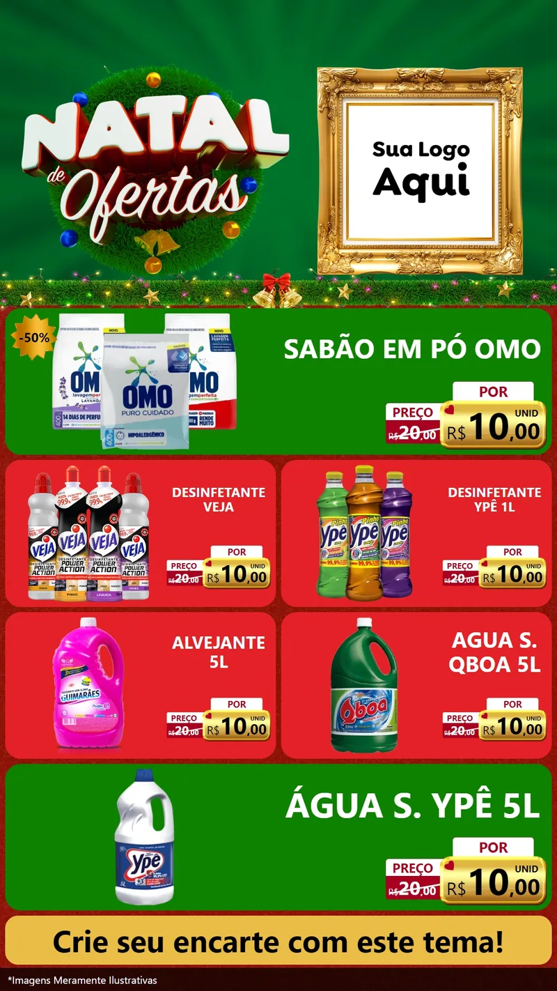 Modelo de TV para TV Vertical com o tema Natal de Ofertas para Produtos de Limpeza