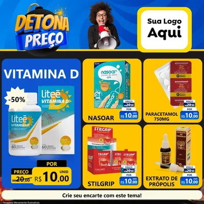 Modelo de Rede Social para Feed Facebook com o tema Detona Preços para Farmácia