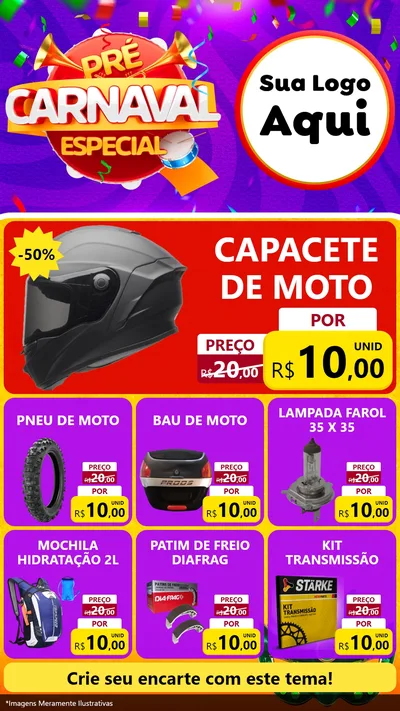 Modelo de Rede Social para Stories com o tema Pré-Carnaval Especial para Moto peças