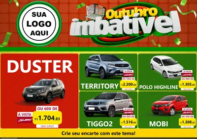 Modelo de Encarte para Encarte A4 Horizontal com o tema Outubro Imbatível para Concessionaria de Carros