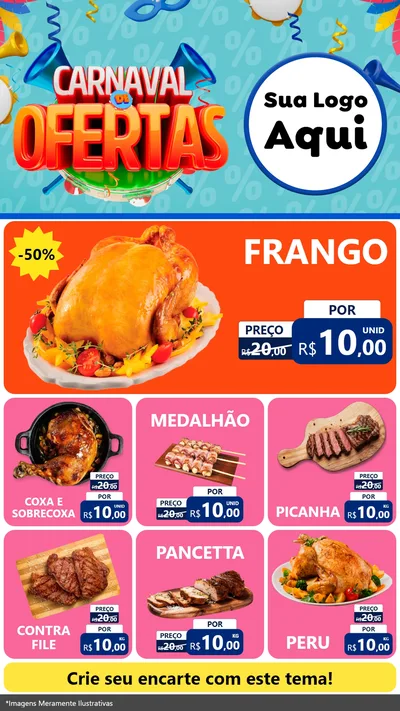 Modelo de Rede Social para Stories com o tema Carnaval de Ofertas para Assados