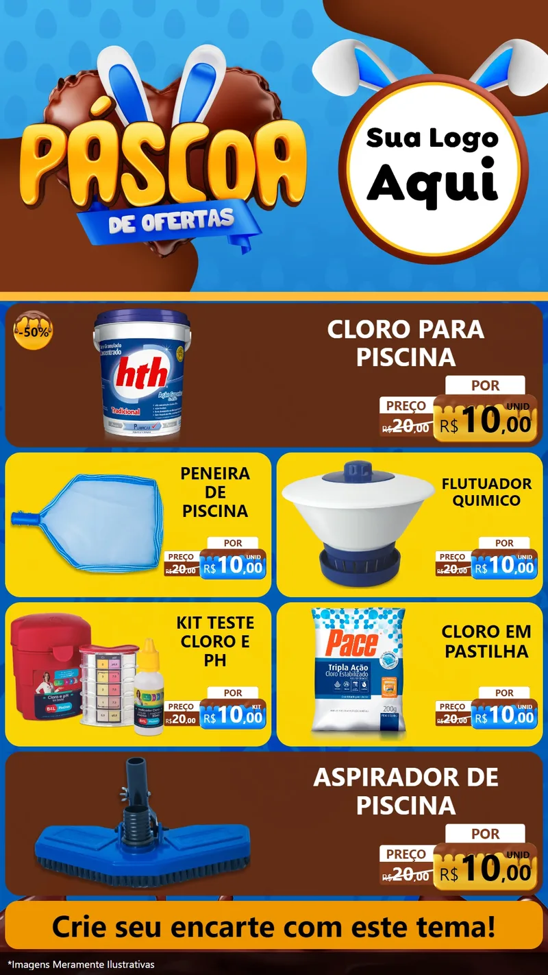 Modelo de TV para TV Vertical com o tema Páscoa de Ofertas para Produtos para Piscina