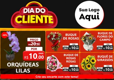 Modelo de Encarte para Encarte A4 Horizontal com o tema Dia do Cliente para Floricultura e jardim