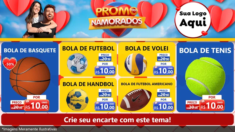 Modelo de TV para TV Horizontal com o tema Promo dos Namorados para Artigos Esportivos