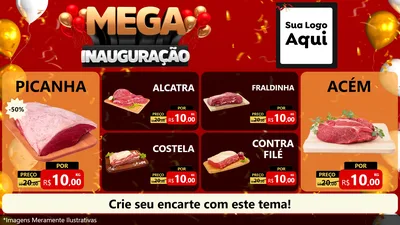 Modelo de TV para TV Horizontal com o tema Mega Inauguração para Açougue