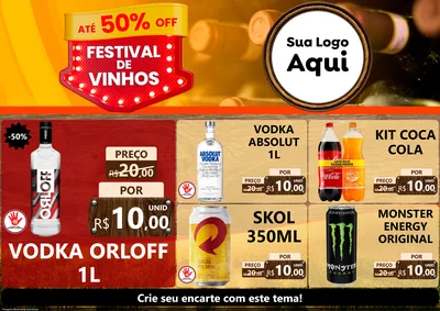 Modelo de Encarte para Encarte A4 Horizontal com o tema Festival de Vinhos para Distribuidora de bebidas