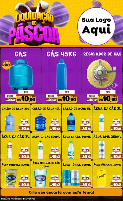Modelo de Encarte para Encarte Grande com o tema Liquidação de Páscoa para Água e gás