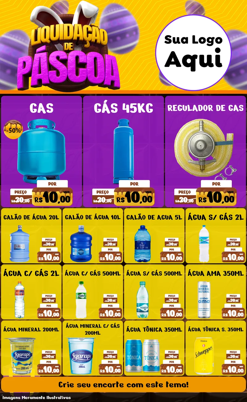 Modelo de Encarte para Encarte Grande com o tema Liquidação de Páscoa para Água e gás
