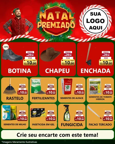 Modelo de Rede Social para Feed Instagram com o tema Natal Premiado para Agropecuária