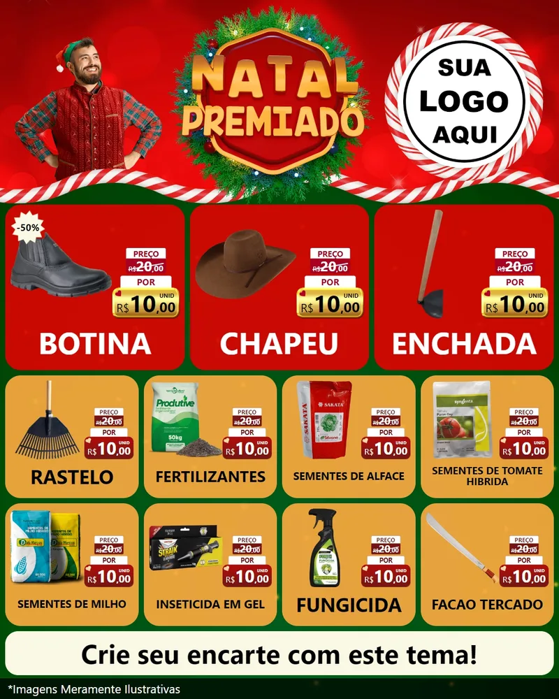 Modelo de Rede Social para Feed Instagram com o tema Natal Premiado para Agropecuária
