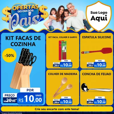 Modelo de Rede Social para Feed Facebook com o tema Ofertas do Dia dos Pais para Utilidades Domésticas