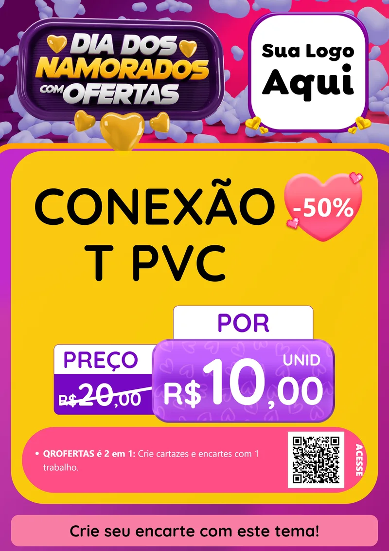 Modelo de Cartaz para Cartaz A4 Vertical com o tema Dia Dos Namorados Com Ofertas para Tubos e conexões