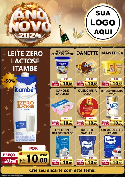 Modelo de Encarte para Encarte A4 Vertical com o tema Feliz Ano Novo 2027 para Frios e Laticínios