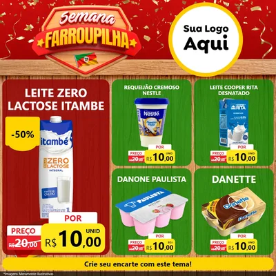Modelo de Rede Social para Feed Facebook com o tema Semana Farroupilha para Frios e Laticínios