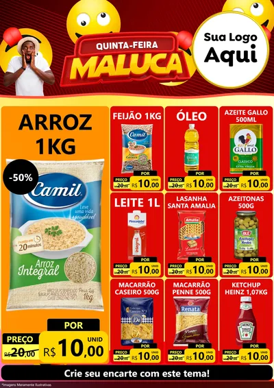 Modelo de Encarte para Encarte A4 Vertical com o tema Quinta-feira Maluca para Supermercado
