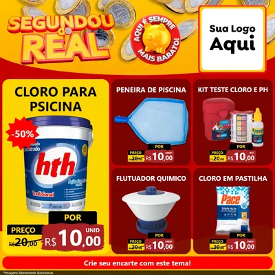 Modelo de Rede Social para Feed Facebook com o tema Segundou do Real para Produtos para Piscina