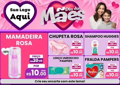 Modelo de Encarte para Encarte A4 Horizontal com o tema Dia das Mães para Bebês