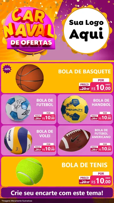 Modelo de TV para TV Vertical com o tema Carnaval de Ofertas para Artigos Esportivos