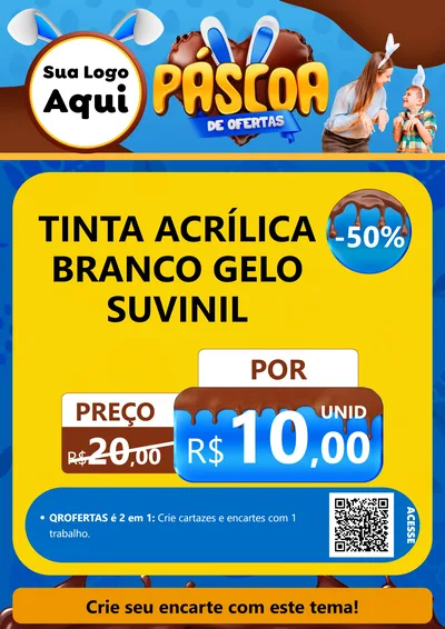 Modelo de Cartaz para Cartaz A4 Vertical com o tema Páscoa de Ofertas para Tintas e Ferramentas