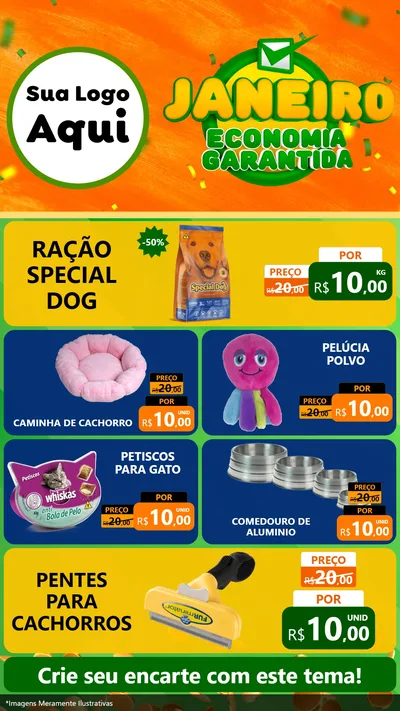 Modelo de TV para TV Vertical com o tema Janeiro - Economia Garantida para Pet Shop