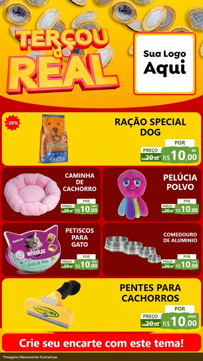 Modelo de TV para TV Vertical com o tema Terçou do Real para Pet Shop