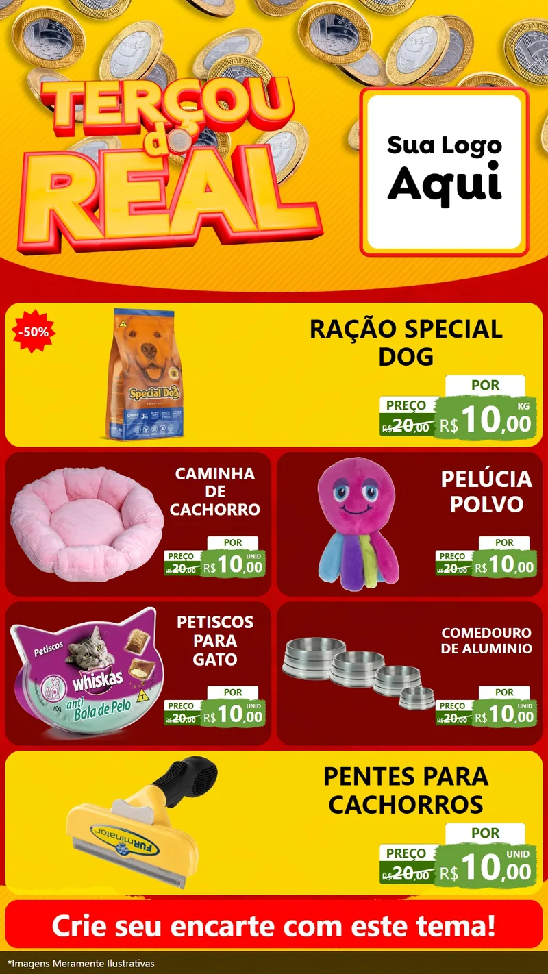 Modelo de TV para TV Vertical com o tema Terçou do Real para Pet Shop