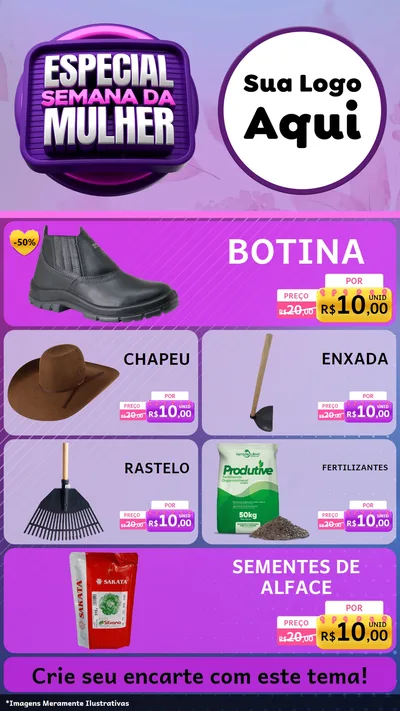 Modelo de TV para TV Vertical com o tema Especial Semana da Mulher para Agropecuária
