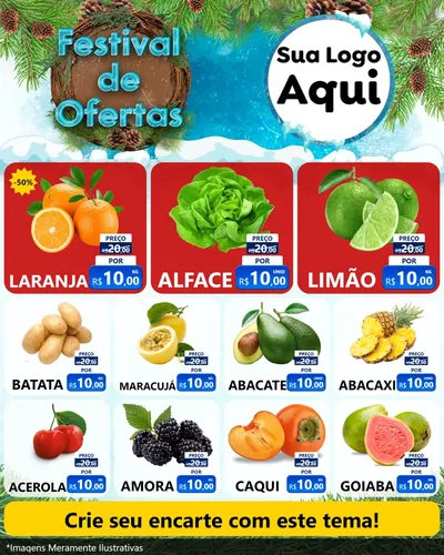 Modelo de Rede Social para Feed Instagram com o tema Festival de Ofertas - Inverno para Hortifrúti