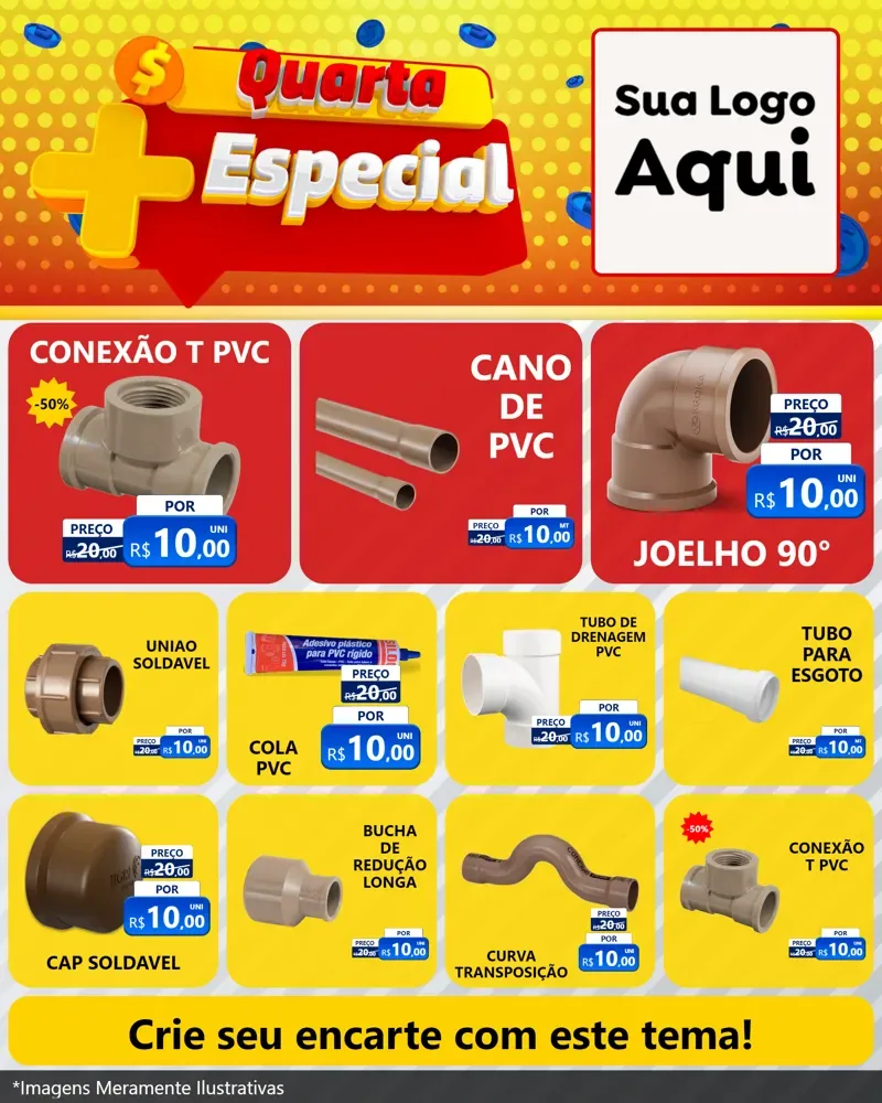Modelo de Rede Social para Feed Instagram com o tema Quarta Mais Especial para Tubos e conexões