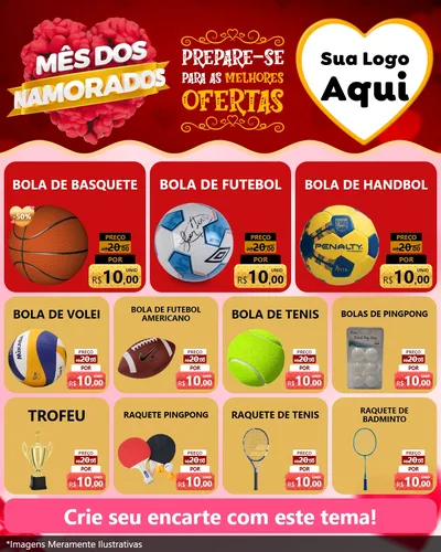 Modelo de Rede Social para Feed Instagram com o tema Mês dos Namorados para Artigos Esportivos