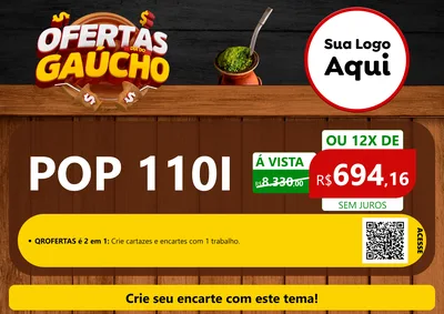 Modelo de Cartaz para Cartaz A4 Horizontal com o tema Ofertas Dia do Gaúcho para Concessionaria de Motos