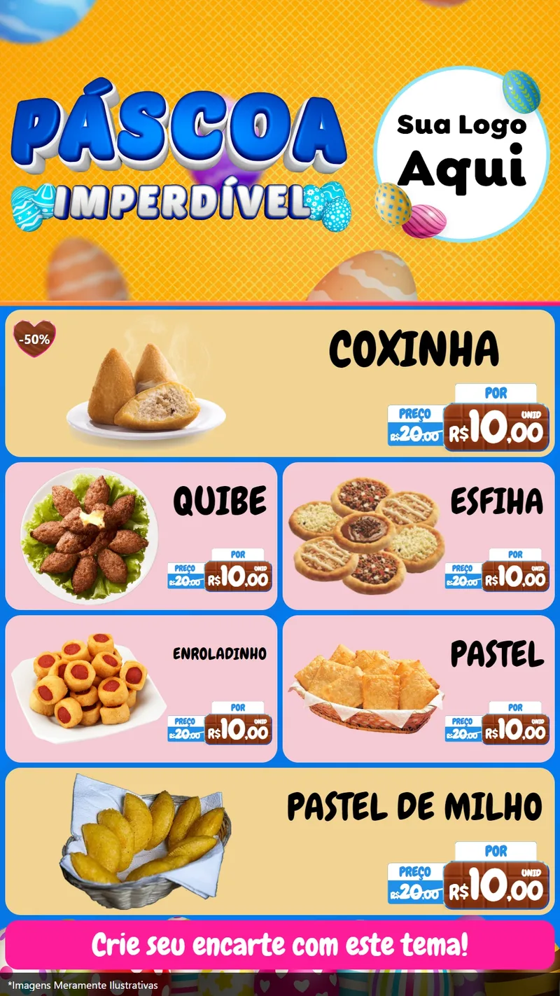 Modelo de TV para TV Vertical com o tema Páscoa Imperdível para Salgadaria
