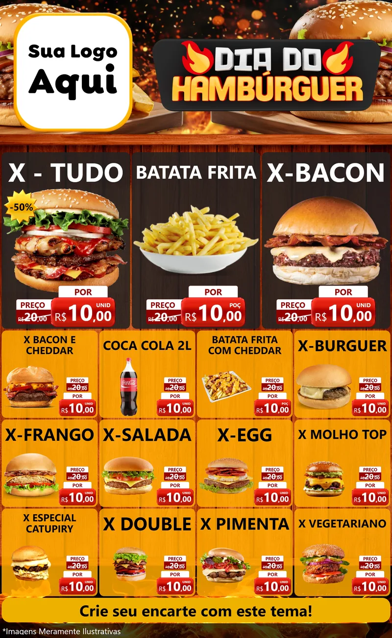 Modelo de Encarte para Encarte Grande com o tema Dia do Hambúrguer para Hamburgueria