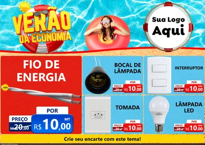 Modelo de Encarte para Encarte A4 Horizontal com o tema Verão da Economia para Materiais Elétricos