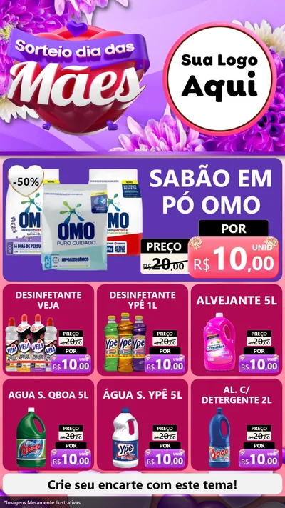 Modelo de Rede Social para Stories com o tema Sorteio Dia das Mães para Produtos de Limpeza