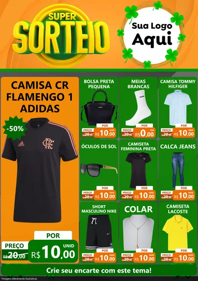 Modelo de Encarte para Encarte A4 Vertical com o tema Super Sorteio para Roupas e acessórios