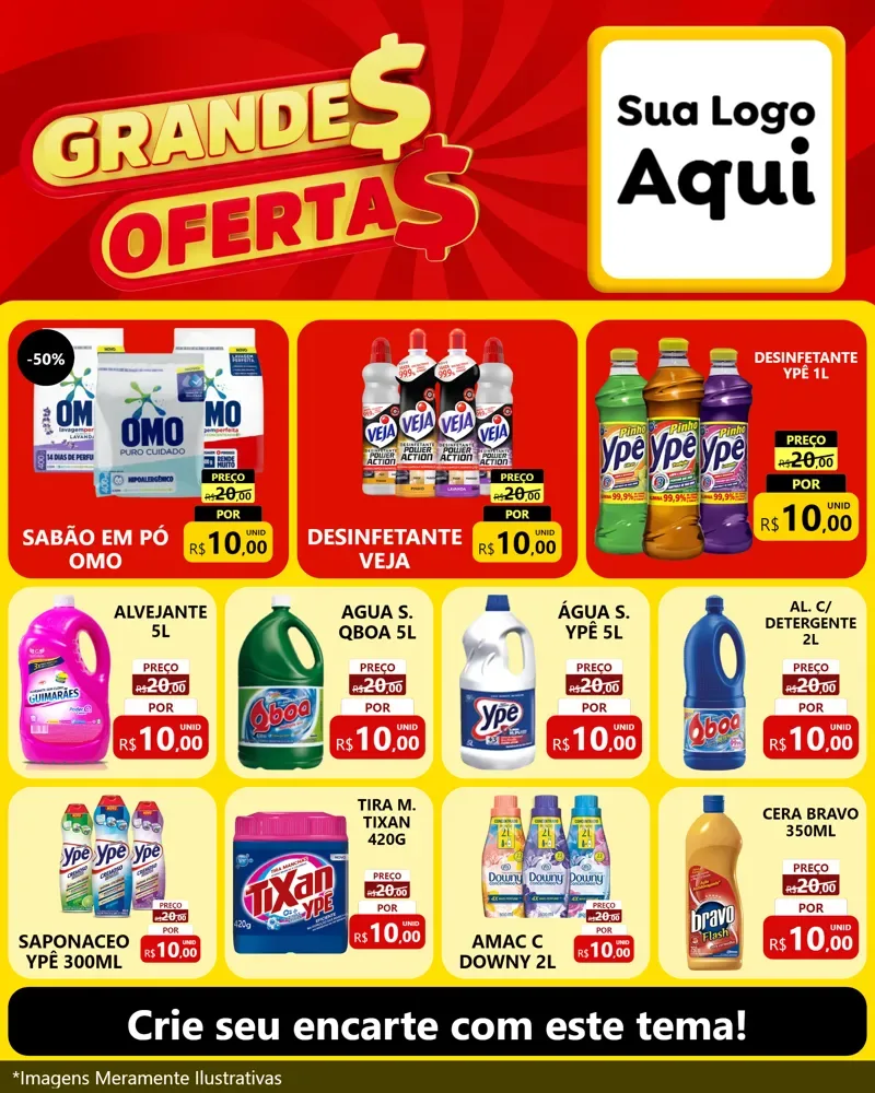 Modelo de Rede Social para Feed Instagram com o tema Grandes Ofertas para Produtos de Limpeza