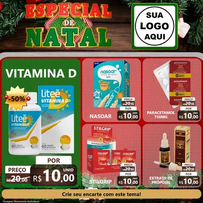 Modelo de Rede Social para Feed Facebook com o tema Especial de Natal para Farmácia