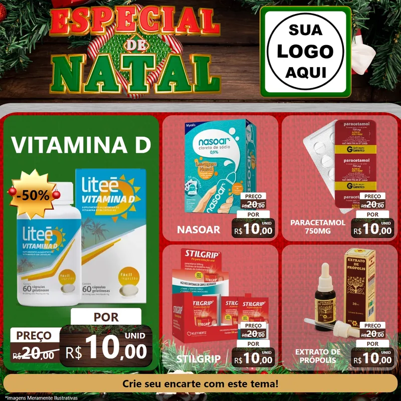 Modelo de Rede Social para Feed Facebook com o tema Especial de Natal para Farmácia