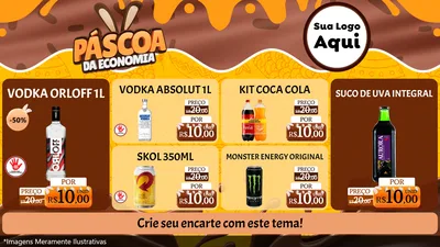Modelo de TV para TV Horizontal com o tema Páscoa da Economia para Distribuidora de bebidas