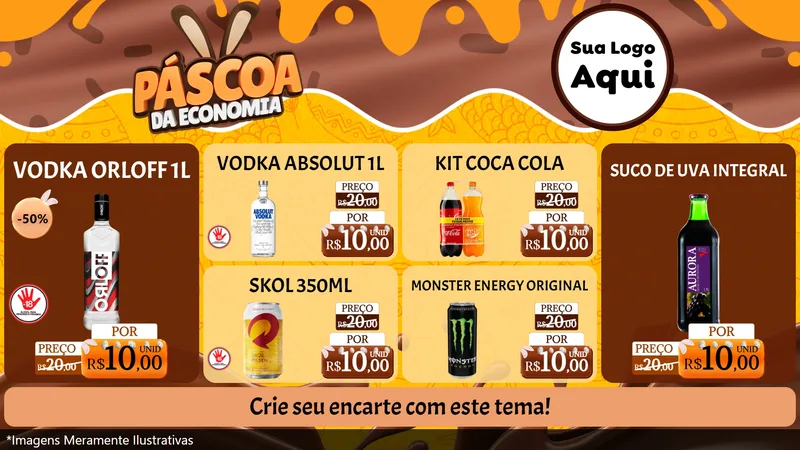 Modelo de TV para TV Horizontal com o tema Páscoa da Economia para Distribuidora de bebidas